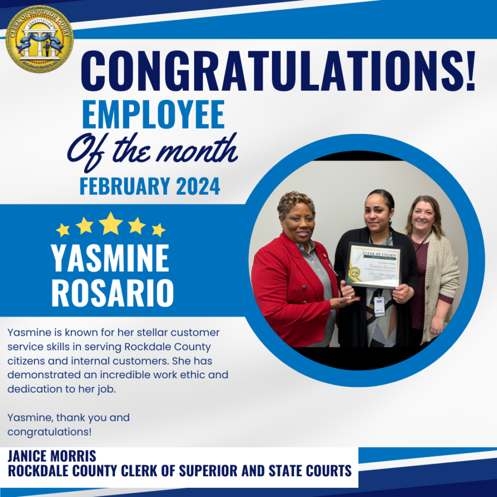 Employee of the Month - February 2024 - Rockdale County Clerk of ...
